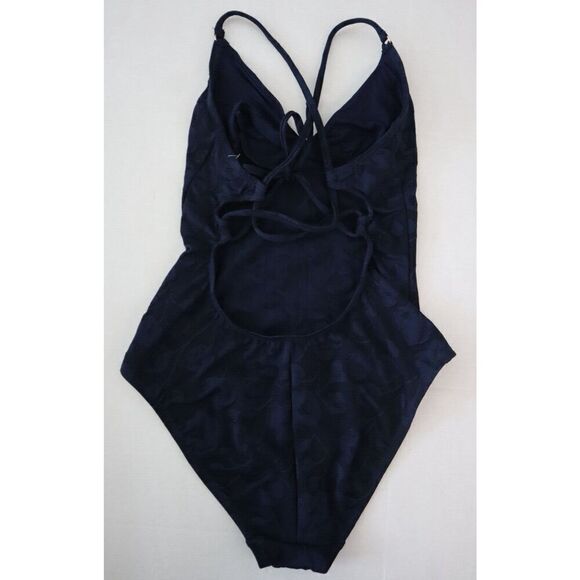 Robin Piccone 193213 Women's Sz 6 Navy Blue Floral One Piece Swimsuit - Picture 7 of 10